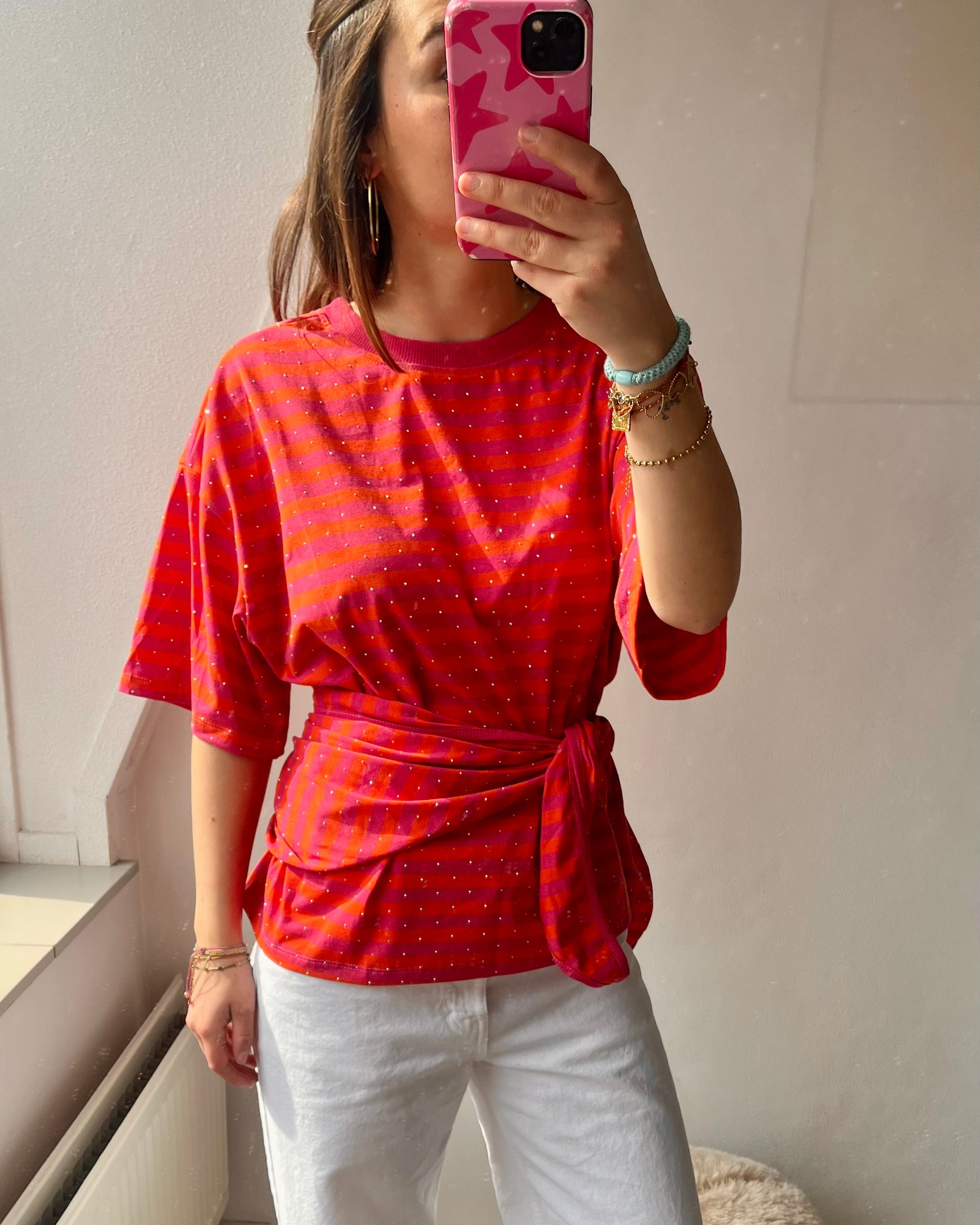 Glitter shirt with scarf