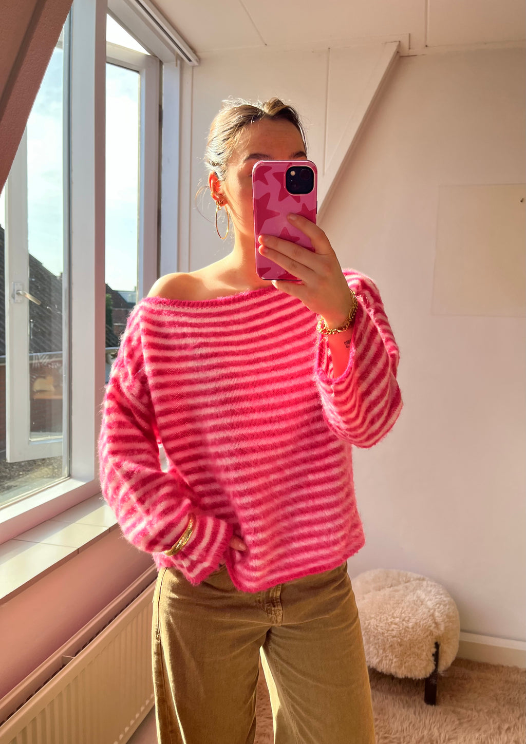 Pink striped knit