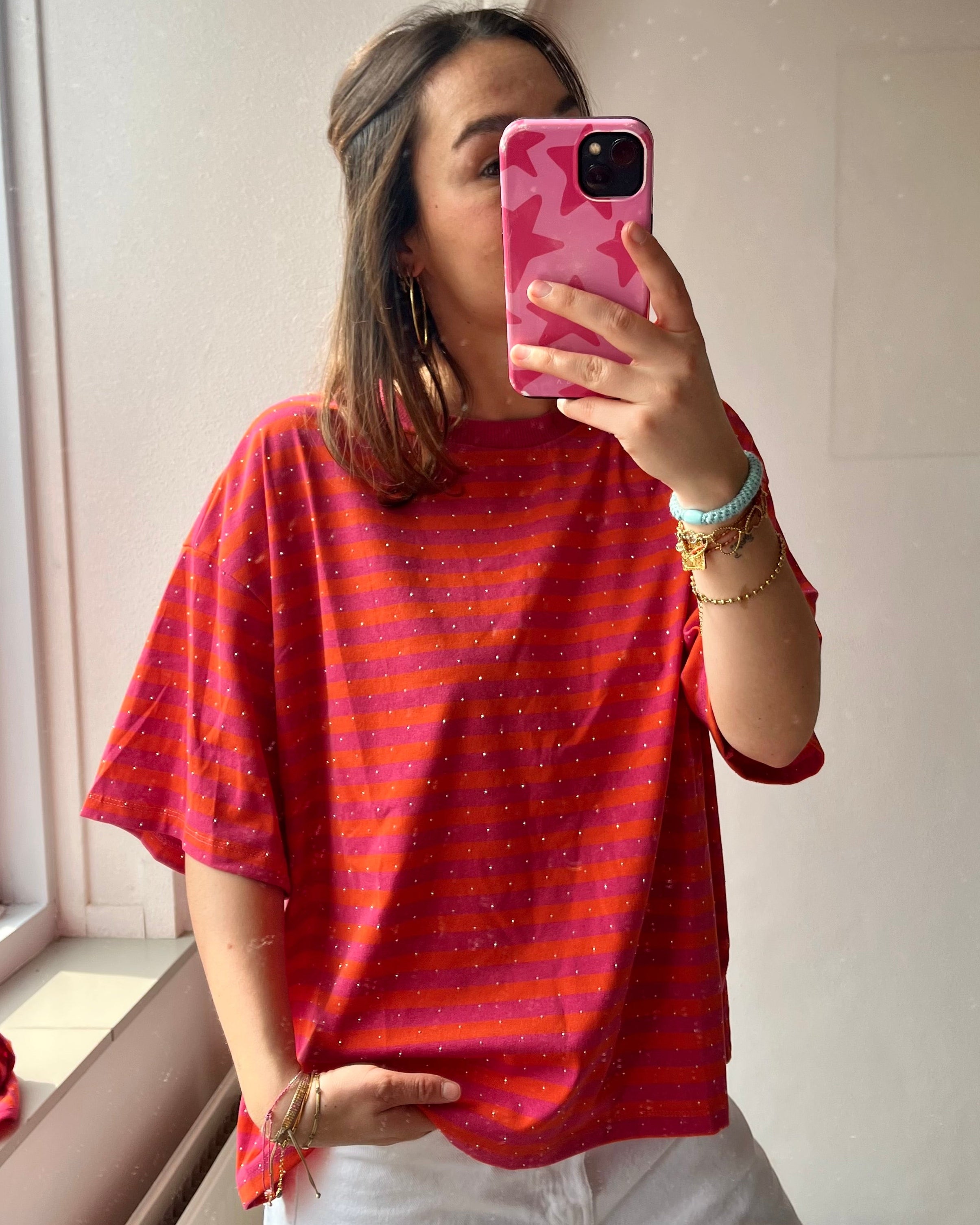 Glitter shirt with scarf