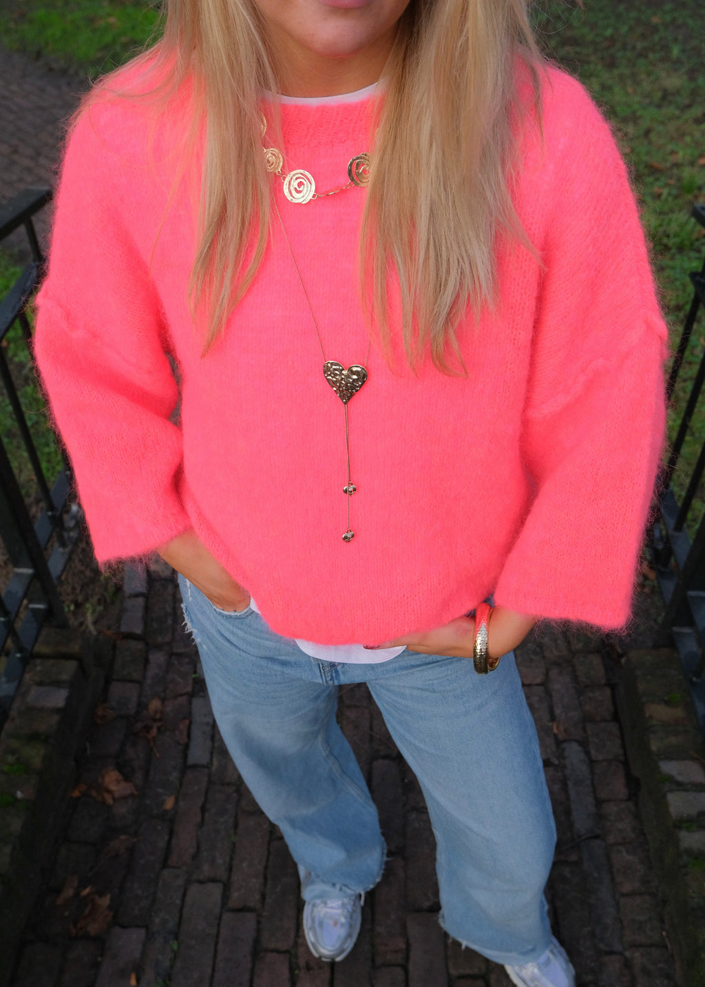 Mohair knit coral