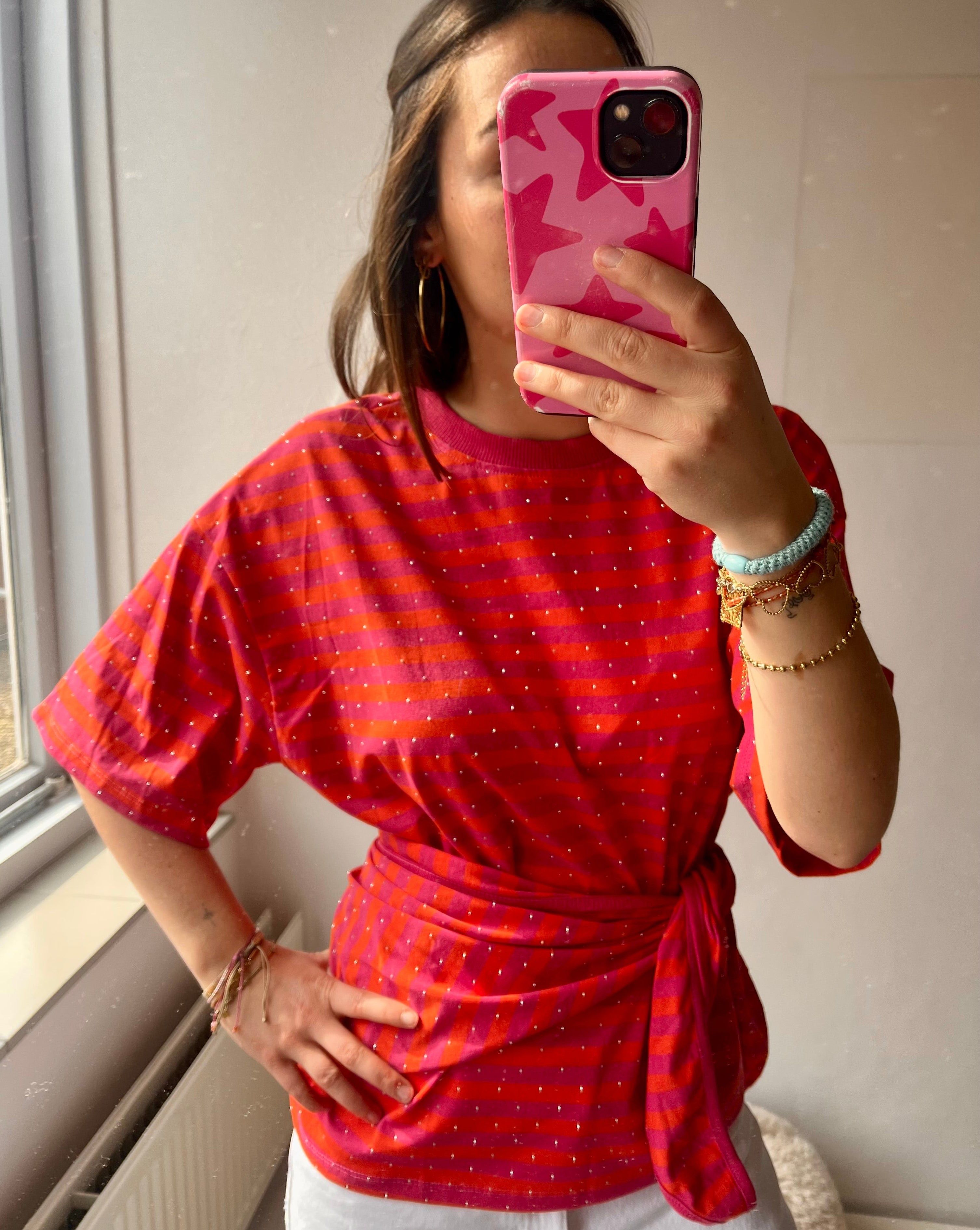 Glitter shirt with scarf