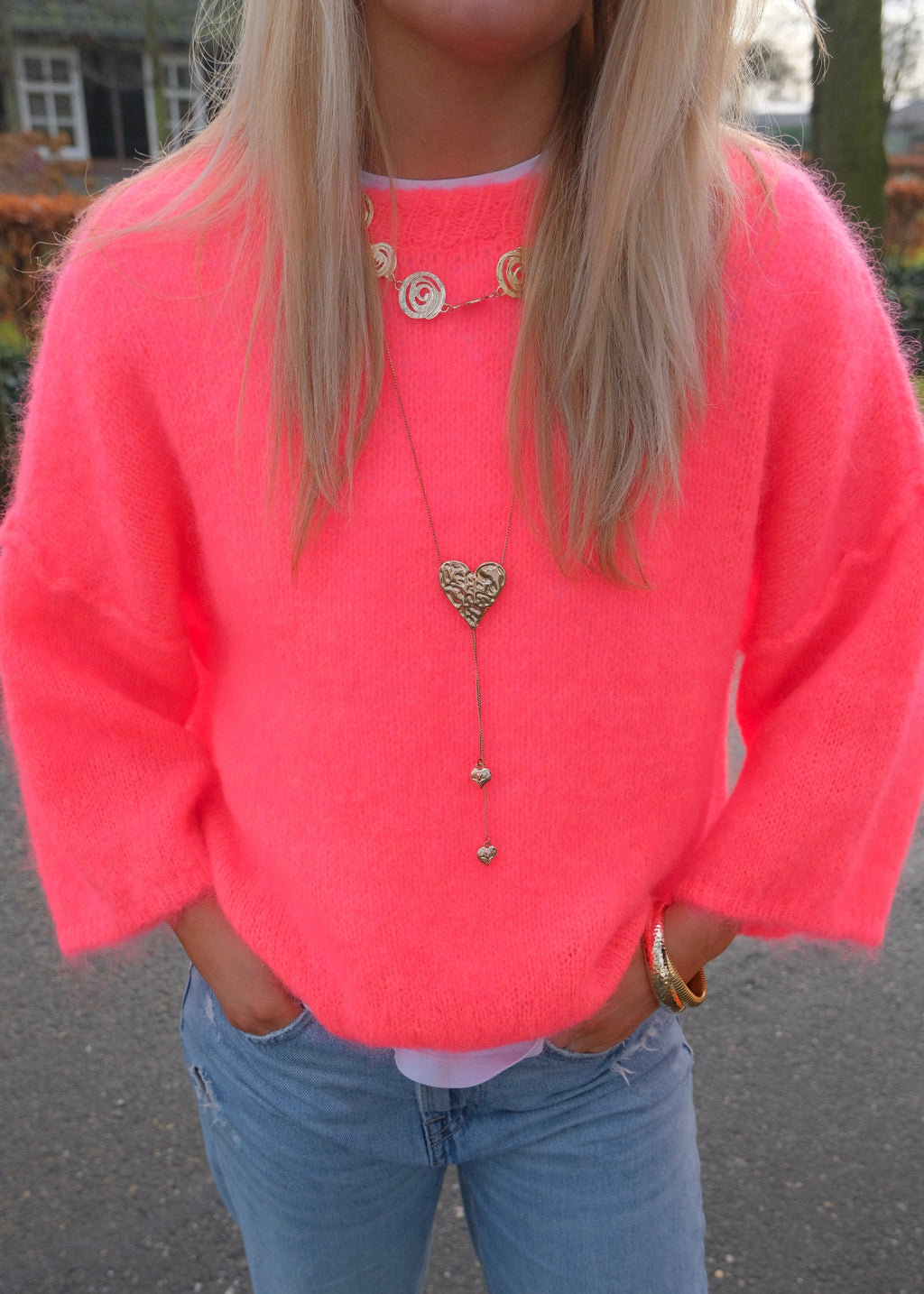 Mohair knit coral