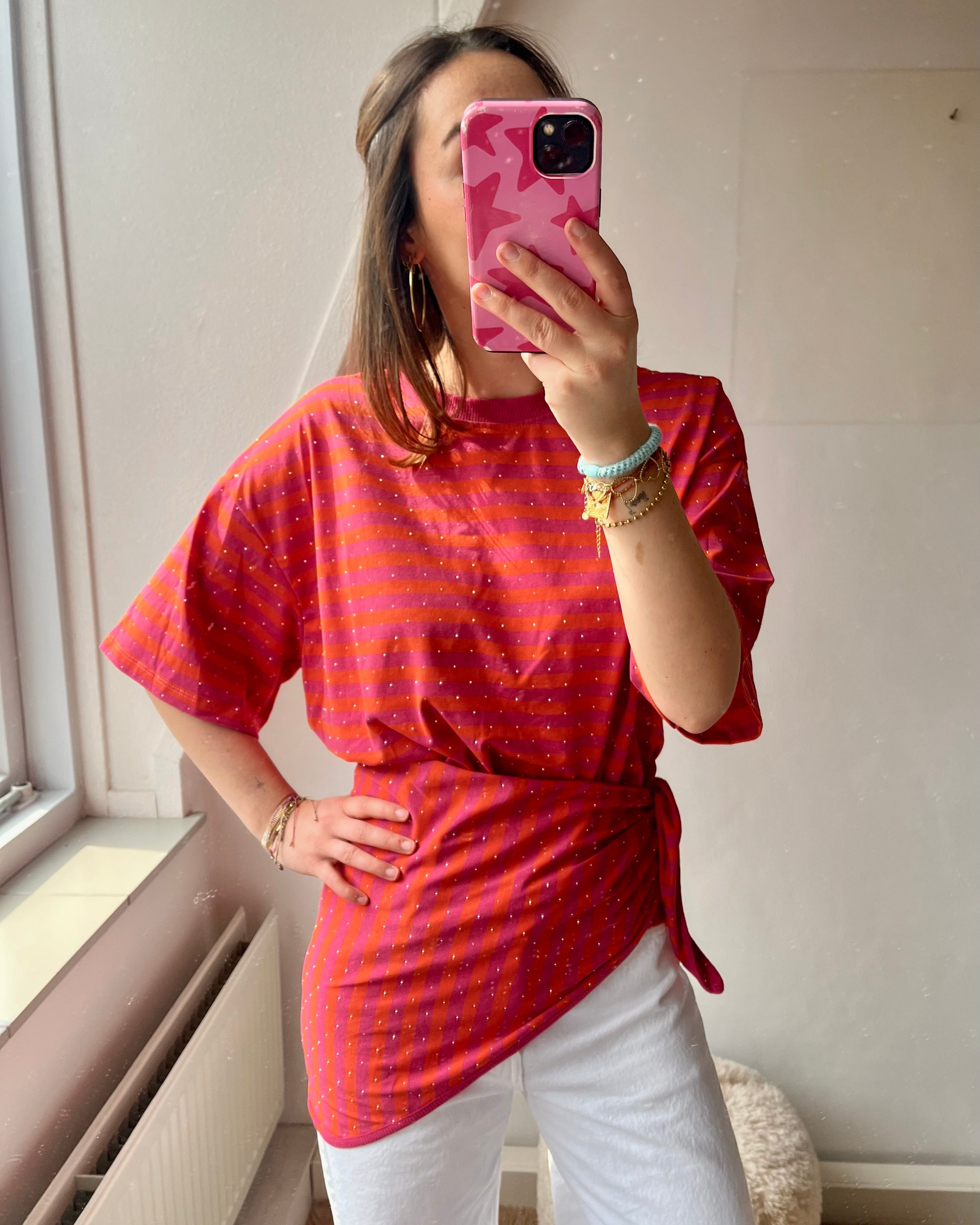 Glitter shirt with scarf