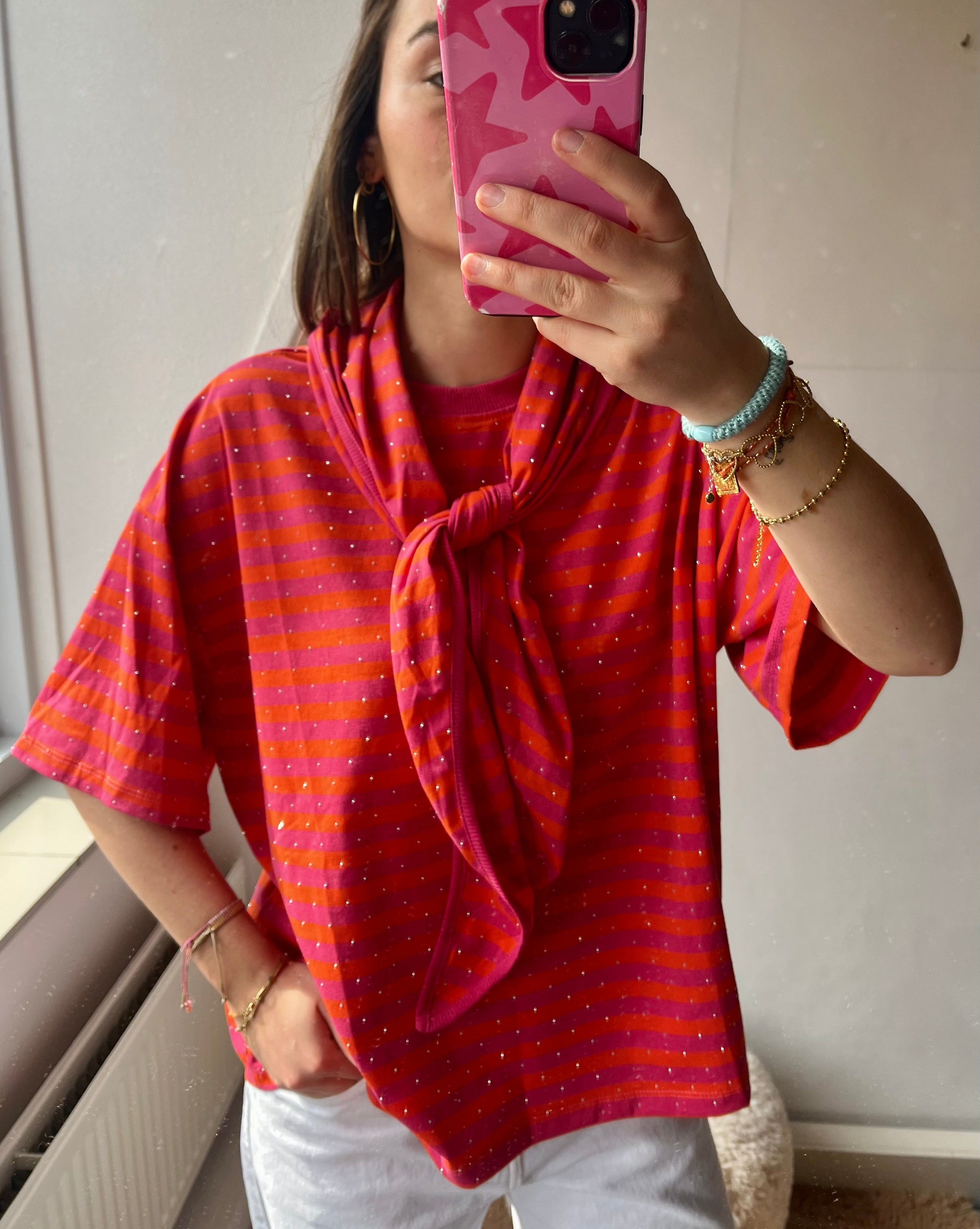 Glitter shirt with scarf