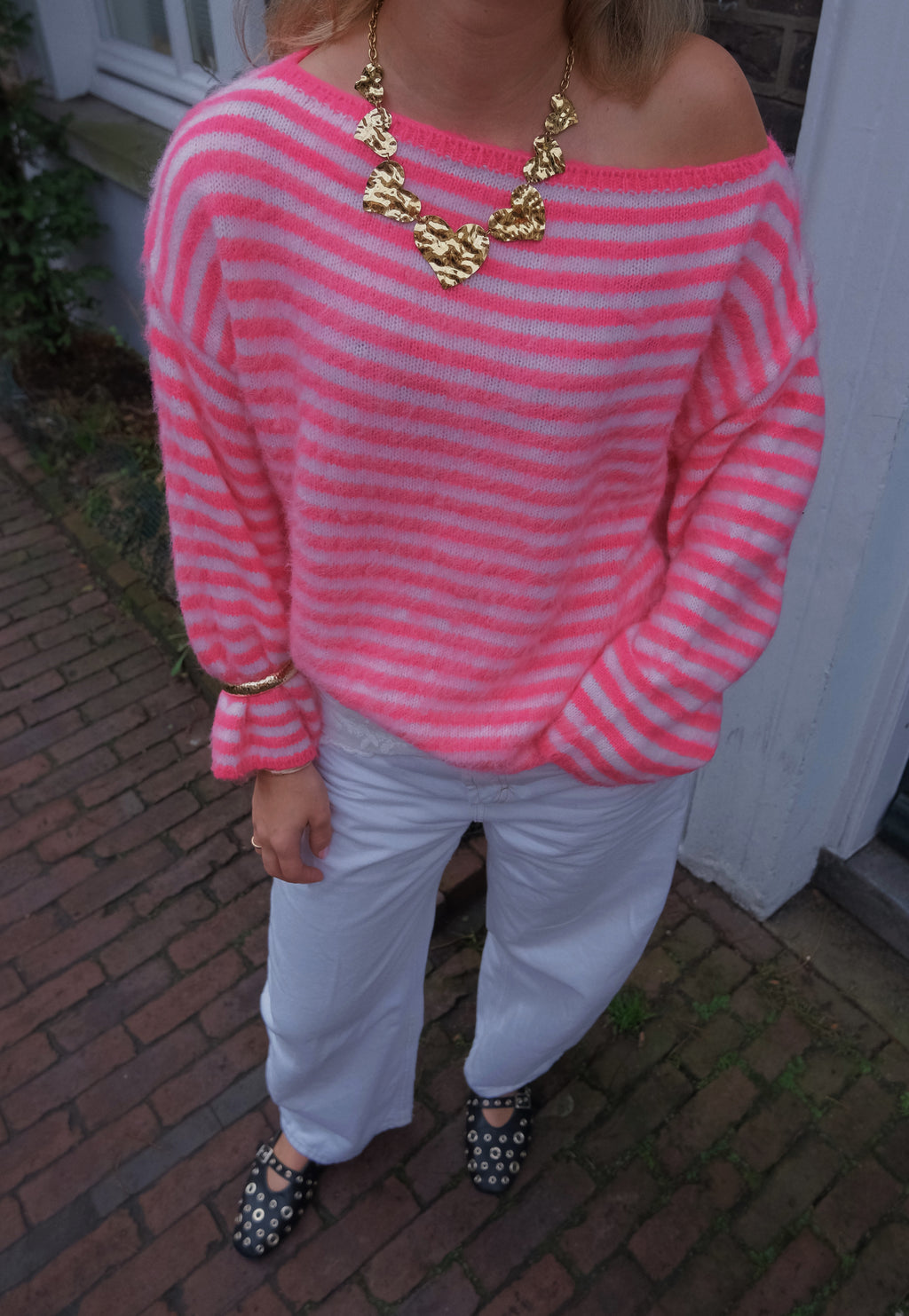 Pink striped knit